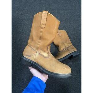 Red Wing Pecos Boots Mens 9 Beige 2251 Pull On Steel Toe Leather Made In USA